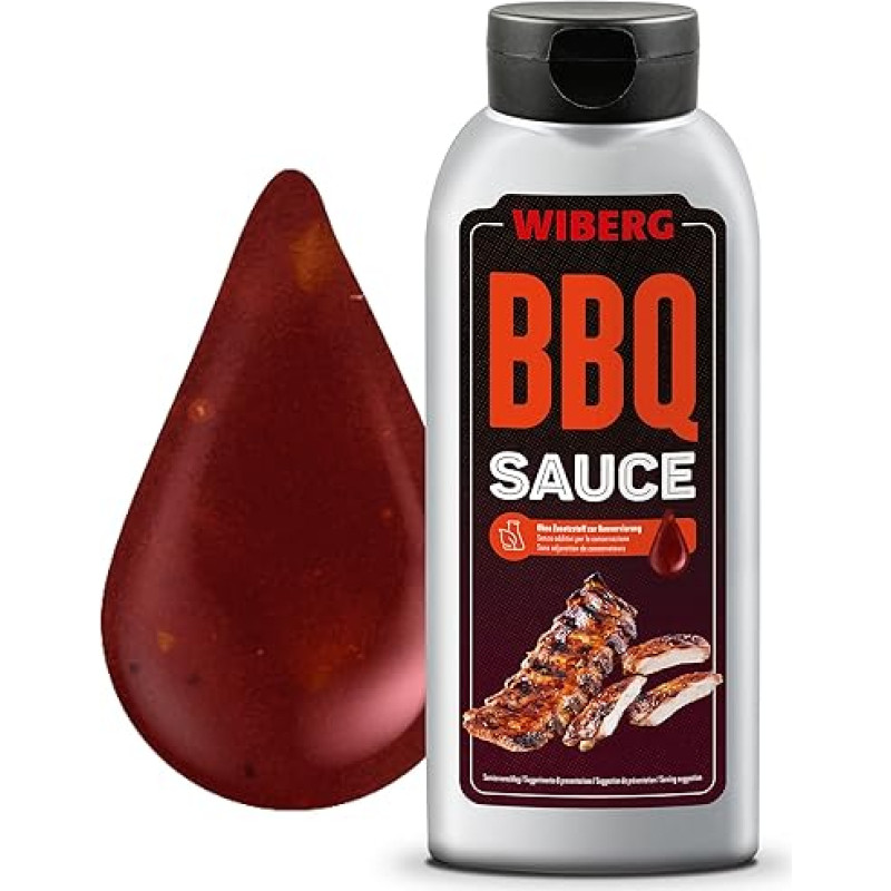 WIBERG BBQ padažas - aštrus pomidorų ir aitriųjų paprikų padažas, puikiai tinkantis šonkauliukams, kepsniams, mėsainiams ir bulvytėms, 750ml