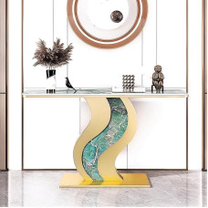 Eingangstisch - schmaler Luxus-Tisch mit goldfarbenem Metallrahmen, Hochtemperaturfarbe für Schlafzimmer, Wohnzimmer, Foyer