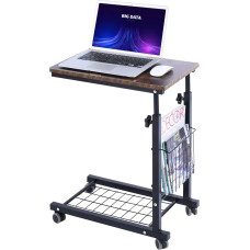 AIZ reguliuojamo aukščio sofos šoninis staliukas Stumdomas po sofos staliuku Nešiojamojo kompiuterio šoninis staliukas Ritininis staliukas Naktinis staliukas Juoda ir geltona