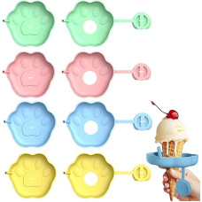 Pack of 4 Drip-Free Ice Lolly Holders for Children, Ice Holder Children, Ice Drip Protection, Silicone Ice Cream Holder for Children, Ice Lolly Holder with Straw