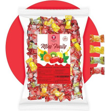 PERE'S CANDY Saldainiai Biri pakuotė 1 kg - Mini vaisių saldainiai - 4 rūšys - apelsinas, citrina, kivis, vyšnia - iš Italijos - aukščiausios kokybės saldainiai - supakuoti atskirai - karnavalinė medžiaga