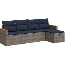 Garten-Sofagarnitur mit Stauraum & Fußhocker - PE-Rattan, 55x53x34 cm, für Terrasse und Innenhof Modelis3325904
