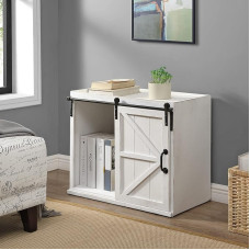 FirsTime & Co. White Bolton Barn Door Side Table Naktinis staliukas Mediena ir metalas 26