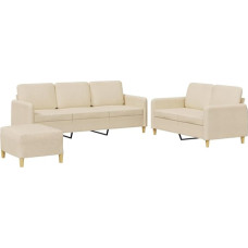 Kreminės spalvos 2 ir 3 sėdimų vietų sofa su fufeliais | stalviršis (100% poliesteris), metalas, tekstilenas, šerkšnas | baldas kambariui ir kambariui Model3202128