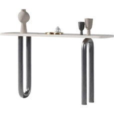 Šiuolaikinis, modernus stalas iš dirbtinio šarmo ir metalo fliukso Flurtisch(Gray,S)