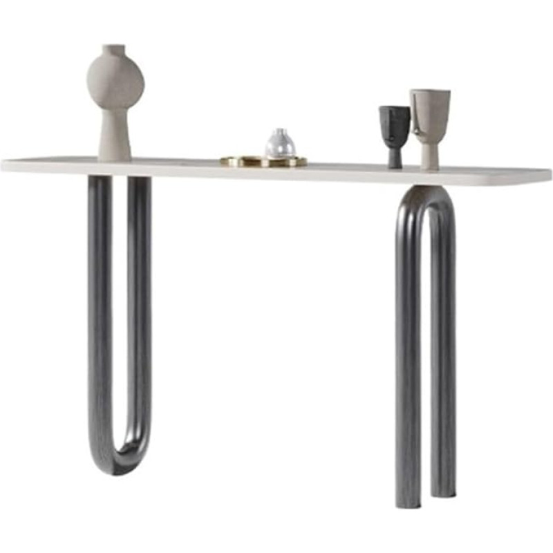 Šiuolaikinis, modernus stalas iš dirbtinio šarmo ir metalo fliukso Flurtisch(Gray,S)