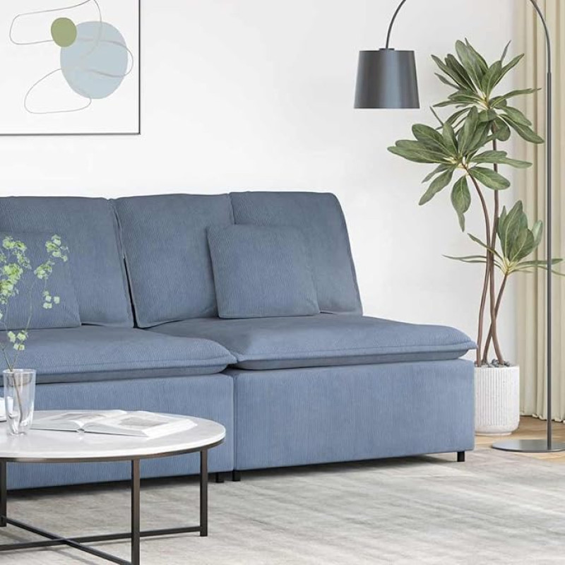 Modulinė vidurinioji sofa su velvetinio audinio apmušalais ir metaliniu rėmu - mėlyna Modelis4104440