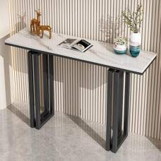 Konsolentisch, dekorativer Eingangstisch, Sofatisch, Tisch hinter der Couch, Akzenttisch im Foyer, schmaler Flurtisch für Wohnzimmer, Büro (Schwarz-B, 120 cm)