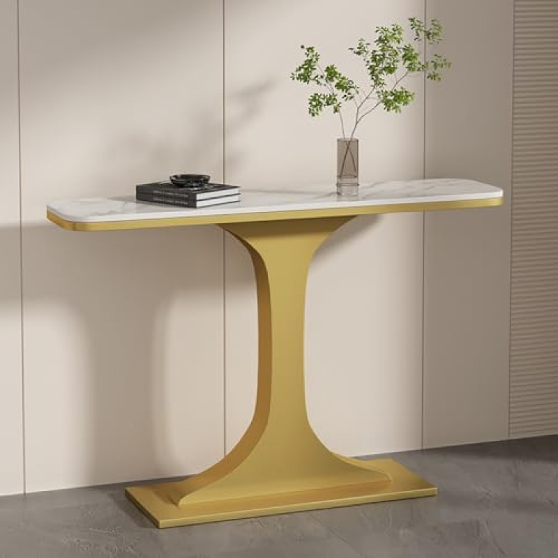 Pramoninis konsolinis stalas, siauras įėjimo stalas, prieškambario prieškambario sofos stalas su laikymo vieta, elegantiški akcento baldai (auksinis, 31,5 colio) - puikiai tinka svetainei ir prieškambariui