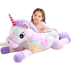 IKASA milžiniškas, minkštas, pūkuotas vienaragio pliušinis žaislas, didžiulė Jumbo dovana vaikams, didelis, 110 cm