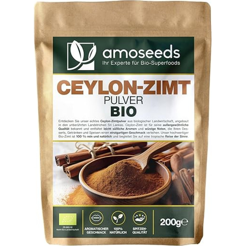 Ceilono cinamono milteliai, ekologiški, 200 g, malti, gryni, natūralūs, be priedų, intensyvaus aromato, aukščiausios kokybės
