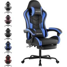 Žaidimų kėdė, kompiuterio kėdė, ergonomiška žaidimų kėdė su atramomis kojoms, biuro kėdė, ergonomiška kompiuterio kėdė su juosmens atrama (BLKBL)
