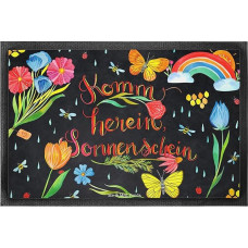 Ponas ir ponia Panda Durų kilimėlis Come in Sunshine 40 x 60 cm - Dovana, teigiamas posakis, naktis, išmintis, motyvacija, purvo kilimėlis, nuotykis, purvo gaudyklė, gėlės, durų kilimėlis