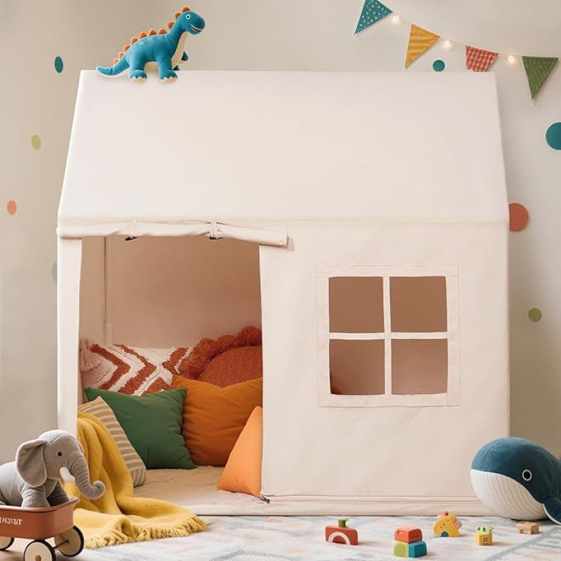 Wilwolfer Kinderzelt Indoor: Spielzelt für Kleinkinder - Tipi-Zelt für drinnen | Spielhaus für Jungen & Mädchen | Geburtstagsgeschenk & Kinderzimmer-Spielzeug Kids Play House