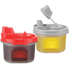 SIGNORA WARE Öl- und Essigspender-Set, Mini-Saucenflaschen für Balsamico-Essig, Sojasauce, Salatdressing-Flaschen mit einfachem Ausgießer, luftdichte und auslaufsichere BPA-freie Kunststoffbehälter