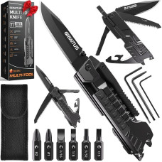 Dovanos vyrams 17-in-1 Multitool Kišeninis peilis Stovyklavimo reikmenys su pjūklu Atsuktuvas Butelių atidarytuvas Švilpukas Lauko išgyvenimo įtaisai Vyrų dovanos Gimtadienio dovana Tėvo dienos dovana