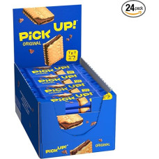 PiCK UP! Original (24 x 28 g) traškūs pieniško šokolado sausainiai tarp dviejų sausainių, užkandžių užkandžių stendai su 24 vnt.