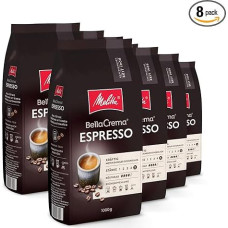 Melitta Coffee BellaCrema Espresso, visos pupelės, 8 x 1000g, 8 pakuotės