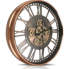 DORBOKER didelis sieninis laikrodis su judančiais krumpliaračiais Modernus pramoninis Steampunk XXL Vintage Retro Antikvarinis metalinis laikrodis, skirtas virtuvei, svetainei, namams, barui, mokyklai (53,5 cm, raudonas varis, romantiški skaičiai)