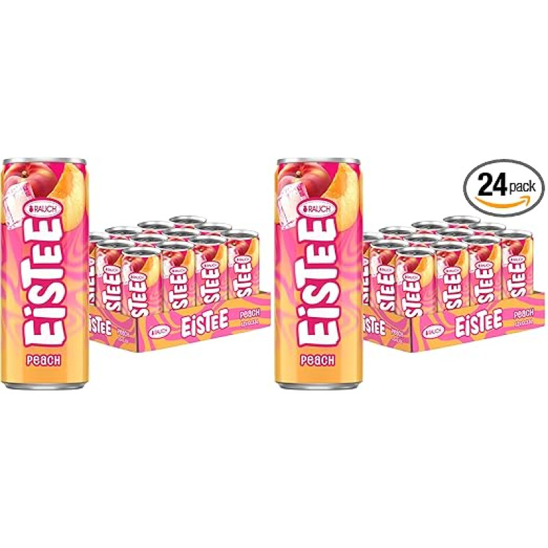 RAUCH Eistee Peach - gaivinantis gėrimas iš juodosios arbatos ir erškėtuogių - optimalus troškulio malšintojas geriantiems arbatą - aukštos kokybės - 12 x 330 ml skardinių (2 pakuotės)