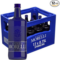 ACQUA MORELLI Sparkling Frizzante Carbonated Mineral Water 12 x 0.75 L Glass Bottles in Reusable Box, Classic Water, Refreshing Spicy Water from Italy