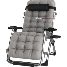 Sulankstomas gultas su dangčiu, sodo gultas pietų pertraukai, keliamoji galia 240 kg, reguliuojamas atlošas, sodo kėdė, ergonomiška ir kvėpuojanti (sidabrinė)