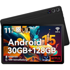 Tablet 11.5 Inch Android 15, 30GB RAM 1TB TF, 2K Android Tablet 2000 x 1200 FHD, 8400mAh, Widevine L1, 13MP Camera, WiFi 6&BT 5.3, Face ID Tablet PC for Work/Study - Black