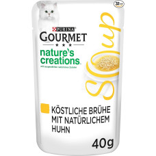 Purina gurmaniška kristalinė sriuba, skanus sultinys su natūraliais ingredientais, elegantiškas kačių maistas, naminių gyvūnėlių maistas, papildomas pašaras, 32 pakuotės (32x40g), su vištiena