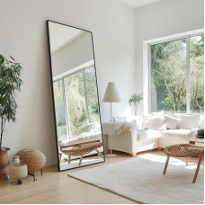 Viso kūno veidrodis 162 x 53 cm Stačiakampio formos juodo metalinio rėmo apsauginis stiklas su nedūžtančiu stiklu, skirtas miegamajam ir persirengimo kambariui