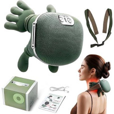 Kaklo masažuoklis, 4D bioninis masažuoklis, USB nugaros masažuoklis su šilumos funkcija, 3 masažo lygiai ir 2 temperatūros lygiai, gilus kaklo, pečių ir nugaros masažas, Motinos dienos dovana, moterų sėdynių apsauga