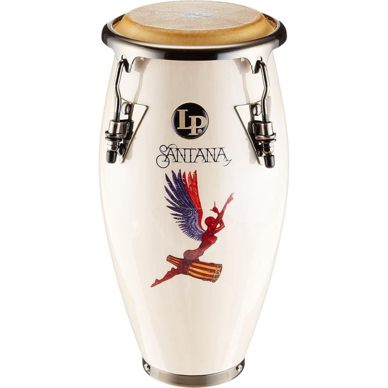 LP Latin Percussion Conga Santana Abraxas Angel LPM197-SNW Baltos spalvos šlifuoto nikelio aparatūra