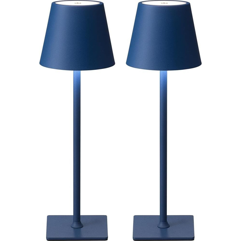 2 Stück Tischlampe, LED, kabeliukai, su papildoma apsauga, pritemdyti, Akumuliatorius 5000 mAh, 2700 - 6000 K, für drinnen und draußen, wasserdicht (Blau)