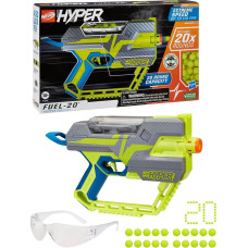 Nerf Hyper Fuel-20 Blaster, 20 Nerf Hyper Rounds, Up to 110 fps Speed, Hopper Fed, 20 Rounds Capacity, Easy Reload, Glasses Included, Multi-Colour