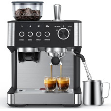 COWSAR Portafilter Machine with Grinder, with Grinder and Manual Milk Frother, 15 Bar Pressure System, Quick Heating Espresso Machine, Suitable for Cafés, Restaurants, Homes and Offices
