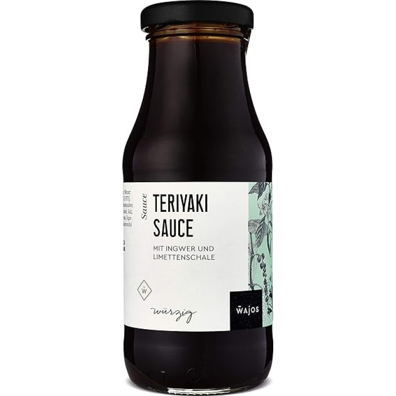 Wajos Teriyaki padažas veganiškas, 245 ml: Vaisiai: aštrūs, su imbieru ir laimo žievelėmis, idealiai tinka vištienai ir žuviai.