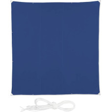 Relaxdays Square Sun Sail, 4 x 4 m, Water-Repellent, UV-Resistant, with Tension Ropes, Patio, Balcony, Dark Blue