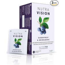 Nutra Tea Nutravision Eyebright arbata padeda išlaikyti optimalų regėjimą, mažina akių sudirgimą ir nuovargį, 60 daugkartinio naudojimo arbatos maišelių, žolelių arbata su žaliąja arbata ir kiviais