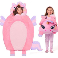 Joiedomi 152 x 99cm Kinderschlafsack -Schlafmatte für Kinder mit Kissen und Decke - 2-in-1 Faltbarer Kuscheltier für Jungen und Mädchen, Kindergarten, Übernachtung im Alter von 3-7 Jahren