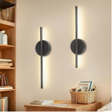 Akumuliatorinis sieninis šviestuvas, vidaus sieninis šviestuvas su jungikliu ir nuotolinio valdymo pulteliu, LED sieniniai šviestuvai, belaidis juodas, 40 cm, sieninis šviestuvas, reguliuojamas, 3 spalvų temperatūros, skirtas svetainei, laiptų apšvietimui
