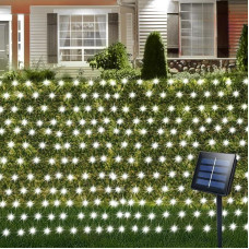 ZAIYW 3m x 2m Solar Net Lights Outdoor 200 LED Solar Powered Net Lights Green Cable Auto On/Off Waterproof Mesh String Lights for Balcony, Fence, Garden