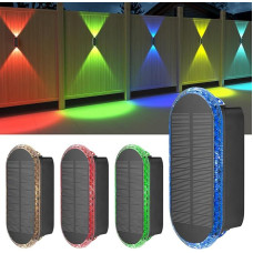 ELLASAY saulės šviesos lauke, RGB saulės šviesos, aukštyn ir žemyn šviečiančios šviesos, lauko IP65 vandeniui atsparios, 7 spalvos, ryškios saulės šviesos sodui, belaidės kiemui, sodui, namams, terasai, verandai, tvorai
