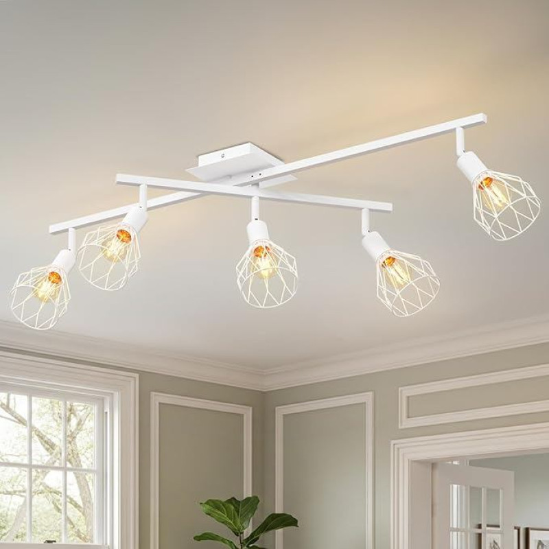 LVWIT lubų prožektorius 5 lemputės LED prožektoriai lubų šviesa virtuvės prožektorius lubų prožektoriai gyvenamajam kambariui miegamajam valgomajam (5 lemputės baltos spalvos E14)