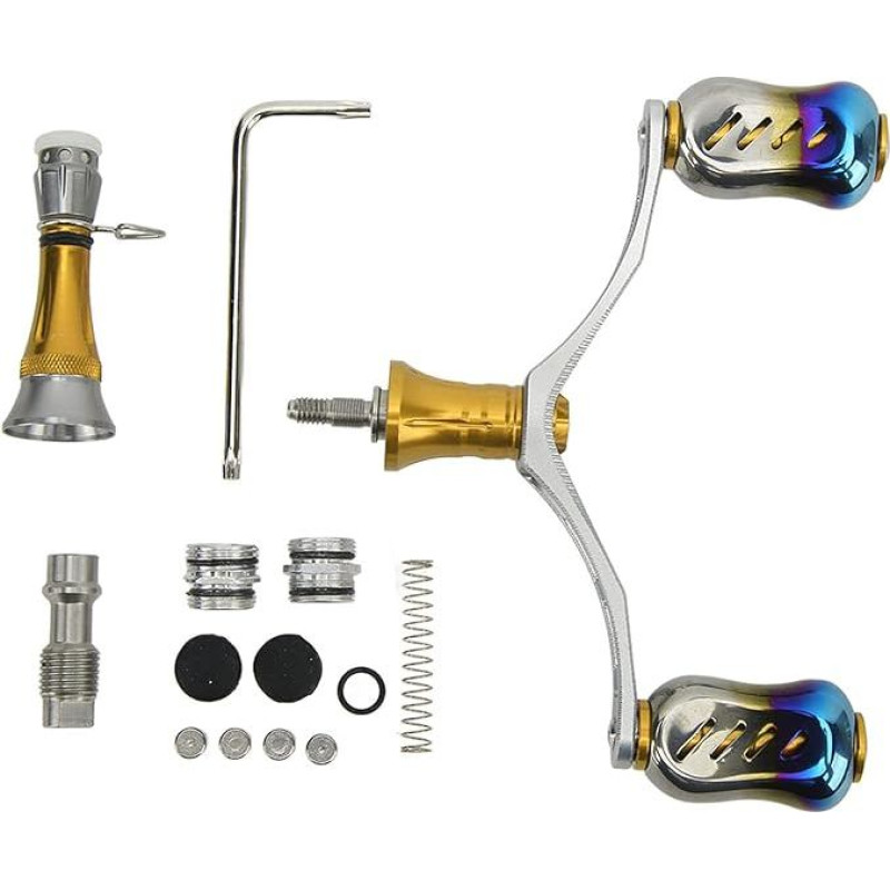 Spinnrollen-Griff aus Aluminiumlegierung, Angelrolle mit Schwenkarm und ausgeglichenem Gegengewichtssystem, universeller DIY-Ersatzgriff für Spinnrollen