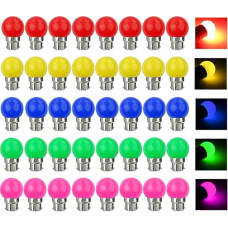 LED spalvotos B22 bajoneto lemputės Spalvotos lemputės 3W = 30W 240 liumenų AC220V-240V Dekoratyvinės šviesos ir dizaino aplinkos lemputės klasės golfo kamuoliuko formos mišrių spalvų - pakuotė po 40 vnt.
