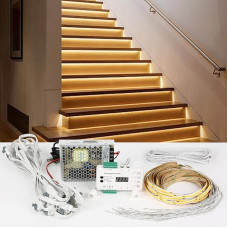 LED laiptų apšvietimas su judesio jutikliu, 20 lygių LED laiptų šviesos juostos laiptų apšvietimo komplektas (šilta šviesa 2700K)