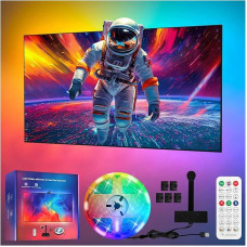 LED juosta 16,4 pėdų, pjaunama, su TV foniniu apšvietimu ir ekrano sinchronizavimu, skirta 75-85 colių televizoriui ir kompiuterio monitoriui, muzikos ir žaidimų sinchronizavimui, keičiančiam spalvą apšvietimui