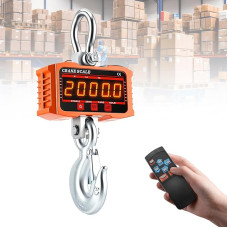 Crane Scales 2000 kg, Electronic Hanging Scale, 2T Crane Scale, Heavy Duty Industrial Hanging Scales with Precise Sensor, Large LCD Screen and Remote Control for Farm, Factory, Construction