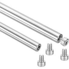 sourcing map Linear Motion Rod Shaft Guide, 8 x 500 mm, gehärtetes, verchromtes Ende, hohle lineare Stahlstangen mit Schrauben, 4 mm Innenlochdurchmesser für 3D-Drucker, CNC-Maschine, 2 Stück