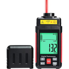 Digital Non-Contact Tachometer with Two Measuring Modes 10-99999 RPM, High Precision Laser-based Photoelectric Detection with LCD Display, Reflective Tape for Industrial and Automotive