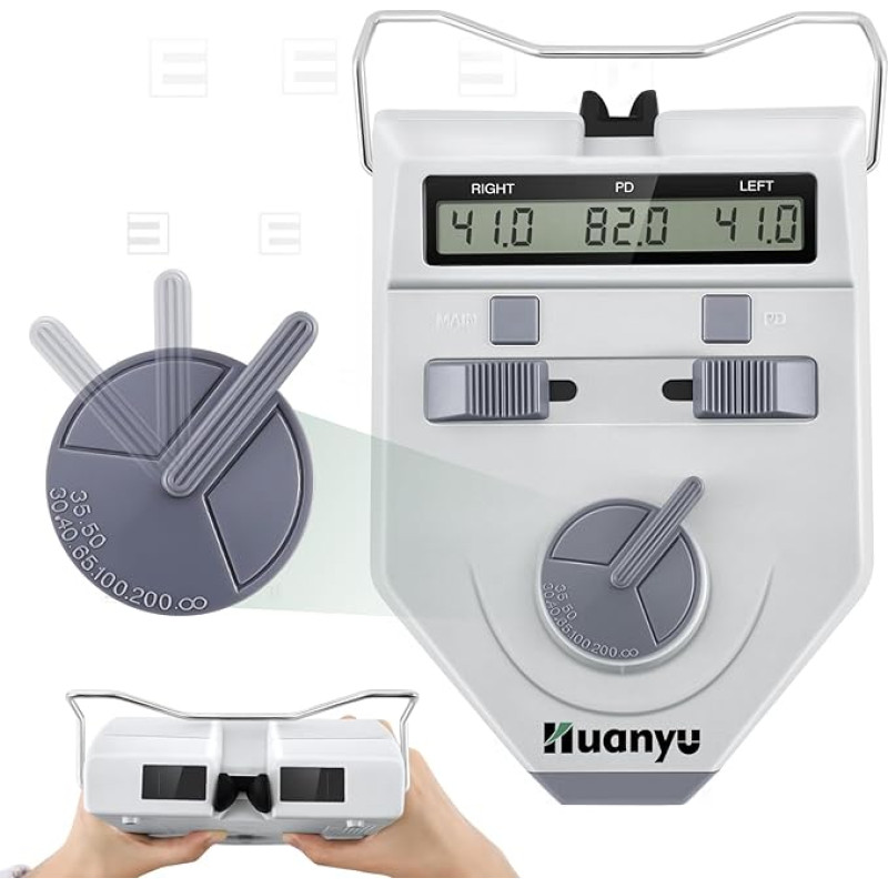 Huanyu Optische Digital PD-Messgerät Pupillenmessgerät 45-82mm Pupillenmessung mit Knöpfe Pupillenmessung LCD Display Genauigkeit 0.1-0.5mm Optometrie für Schule Krankenhaus Optisches Werkzeug(LY-9AT)
